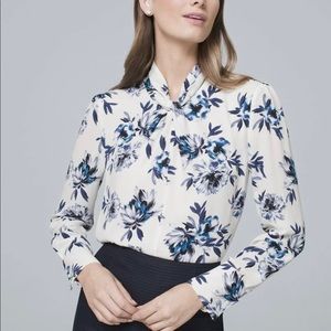 WHBM Floral Blue Blouse